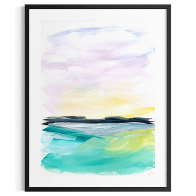 Original Abstract Sunset 9x12 Landscape Painting Pink Wall Art Living Room