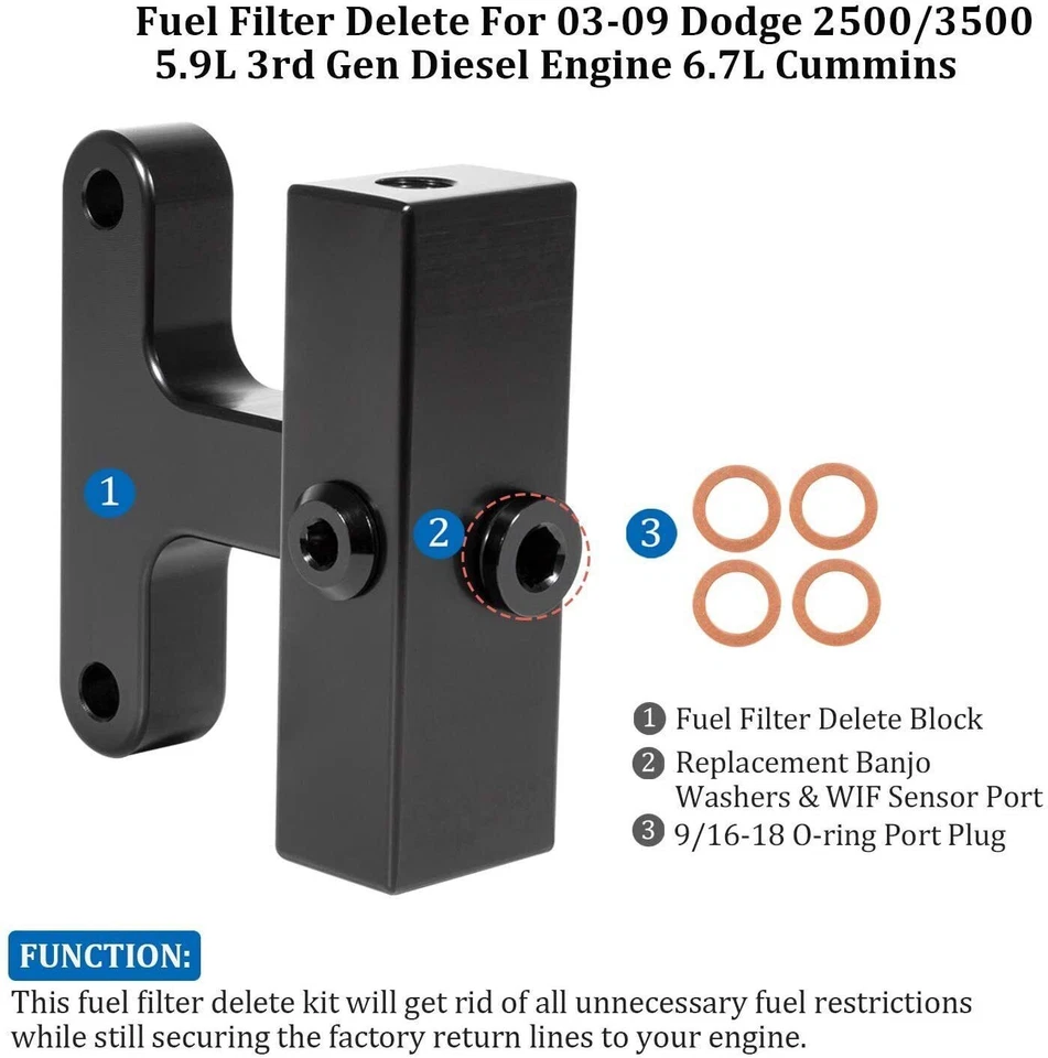 Eliminación de filtro de combustible para Dodge RAM 2500/3500 2003-2007 5,9 L Cummins diésel 3 generaciones Foto 4 de 4