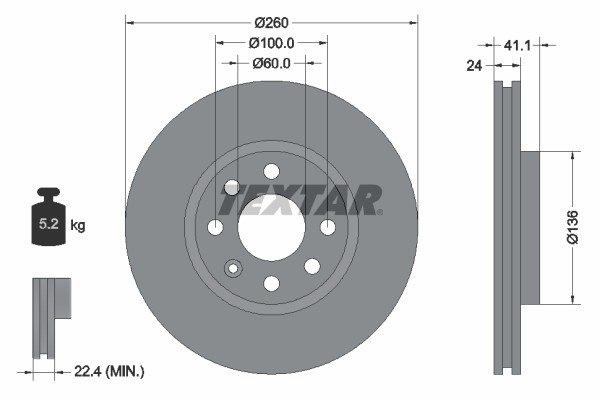 2X Textar 92111103 Bremsscheibe FüR Opel Vauxhall Chevrolet Holden-image