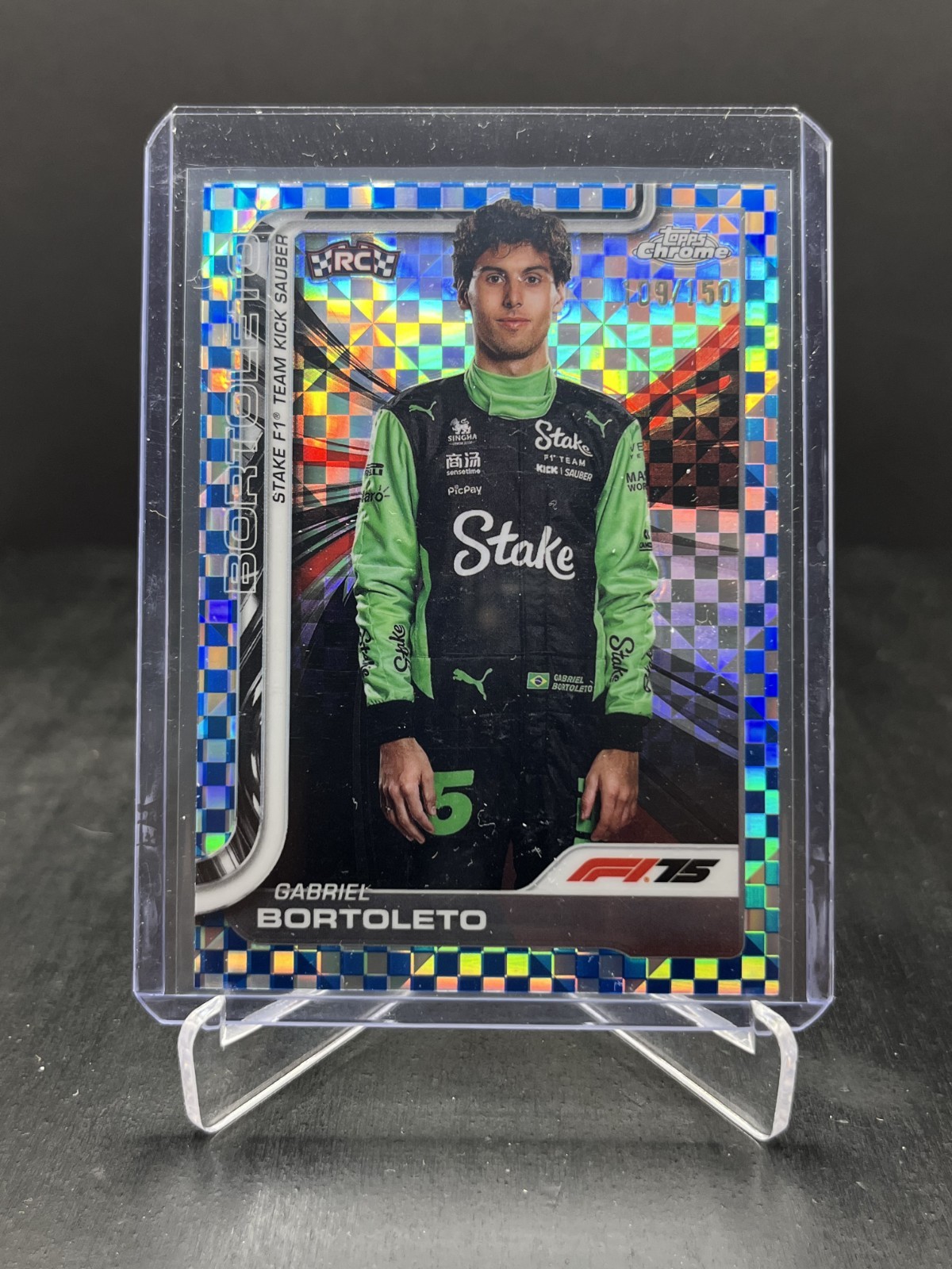 2025 Topps Chrome F1 Gabriel Bortoleto RC Portrait Blue Checker 109/150 #20