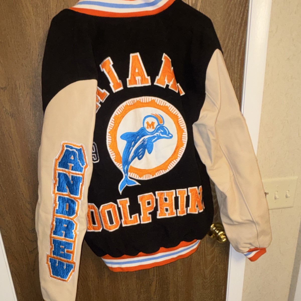 Miami Dolphins 1972 Perfect Season NFL Varsity Jacket Andrew Black