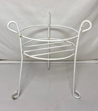 Vintage White Wire Metal Plant Stand Pedestal Fits 10" Pot Mid Century Mod