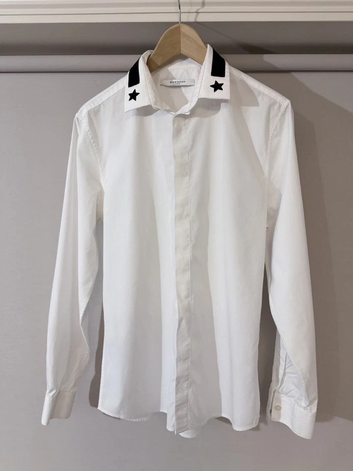 Size 41 Givenchy Star & Stripe Embroidered Shirt Long Sleeve Man White Cotton L - Image 4 of 4