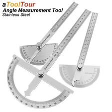 Stainless Steel Angle Protractor 180° Gauge Ruler Woodworking Measurement Tool