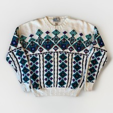 Vintage Aeropostale Sweater Medium Multicolor 90s Chunky Knit Pullover Winter