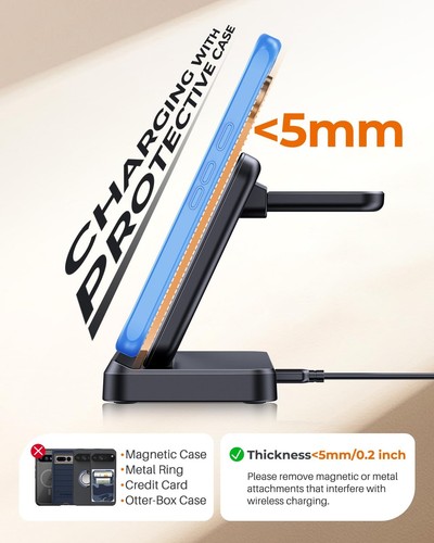 Wireless Charger for Pixel Watch 3/2 Foldable 3 in 1 Wireless Charging Statio... - Picture 7 of 8