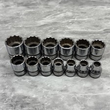 Vintage Snap On 3/8” Drive 13 Piece Metric Shallow 12 Point Socket Set 8-21mm