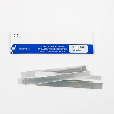 100 Dental Mylar Matrix Strips 4'''' X 3/8'''' (.002 Thick Mylar)