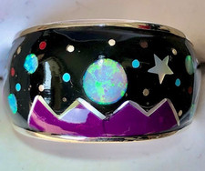 NASA Opal Outer Space Astronaut Starry Sky Ring 7 Sterling 925 MOON Planets
