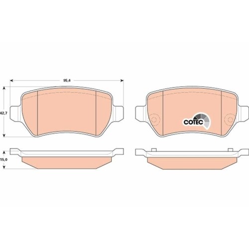 Plaquettes de frein TRW GDB1831 Cotec pour disques avant de Vauxhall et Opel Berline