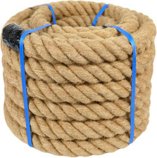 2 Inch Natural Jute Rope, 50 Feet Thick Hemp Rope, 4 Strands Twisted for Docks,