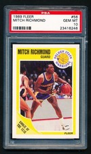 1989-90 Fleer Mitch Richmond Rookie Card #58 PSA 10 GEM MINT Warriors HOF RC!. rookie card picture