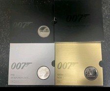 2020 3 X Full Set Of James Bond 007 £5 Five Pound Coins BU Royal Mint boxed