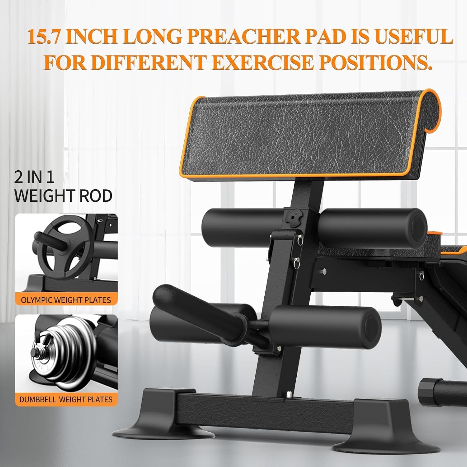Foldable Preacher Curl Bench with Leg Extension/Curl, 660 lbs Capacity