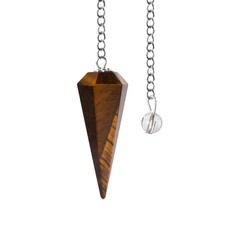 Tiger Eye Pendulum Crystal Stone, Faceted Pendulum Divination Tools, Dowsing 