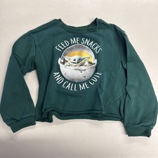Girls Size L 10/12 Green Star Wars Mandalorian Baby Yoda Cropped Sweatshirt