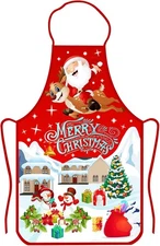 Christmas Apron Cute Merry Christmas Kitchen Cooking Baking Santa Elk Decor 