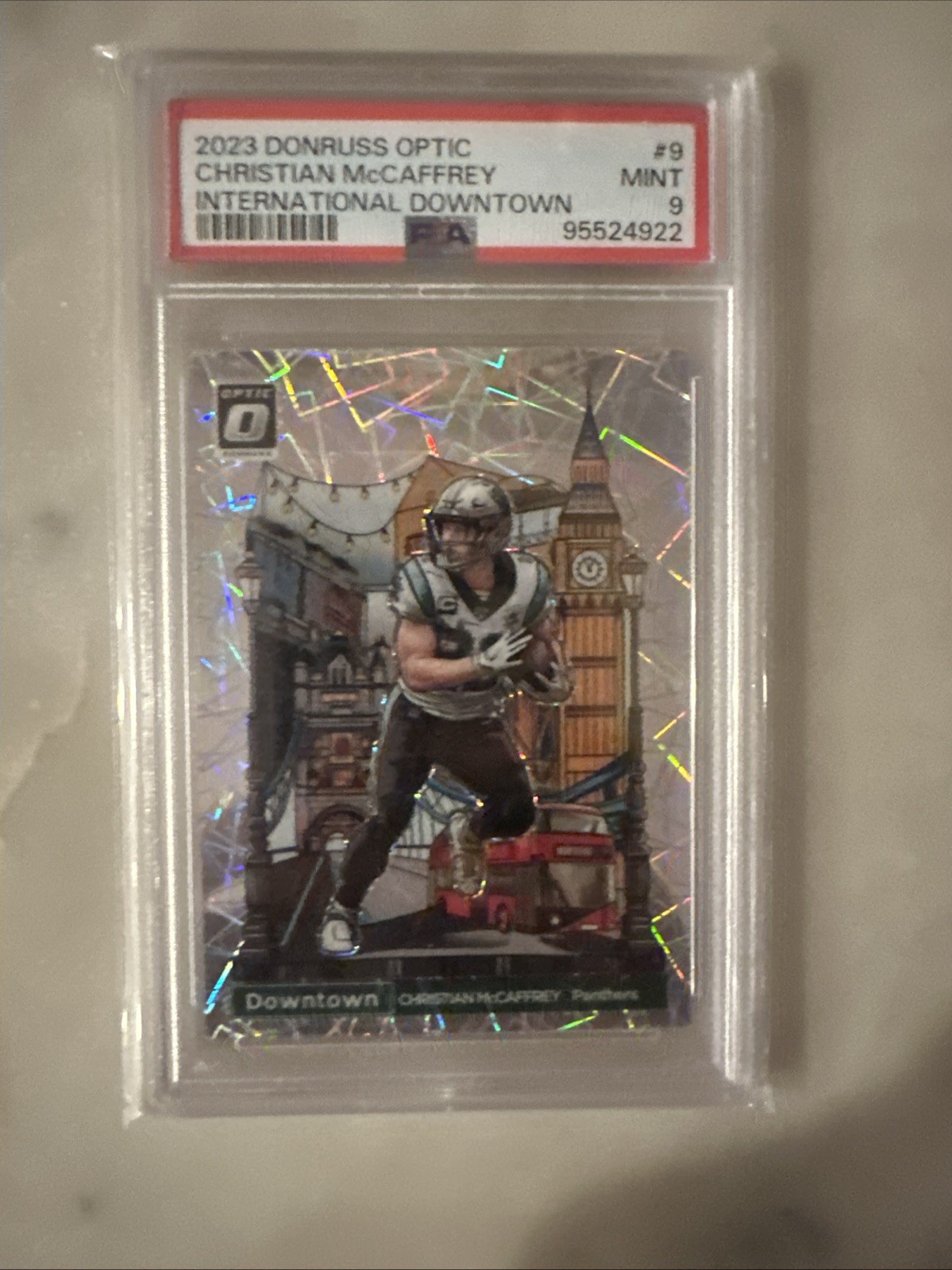 2023 Panini Donruss Optic - International Downtown Christian McCaffrey PSA 9 💎