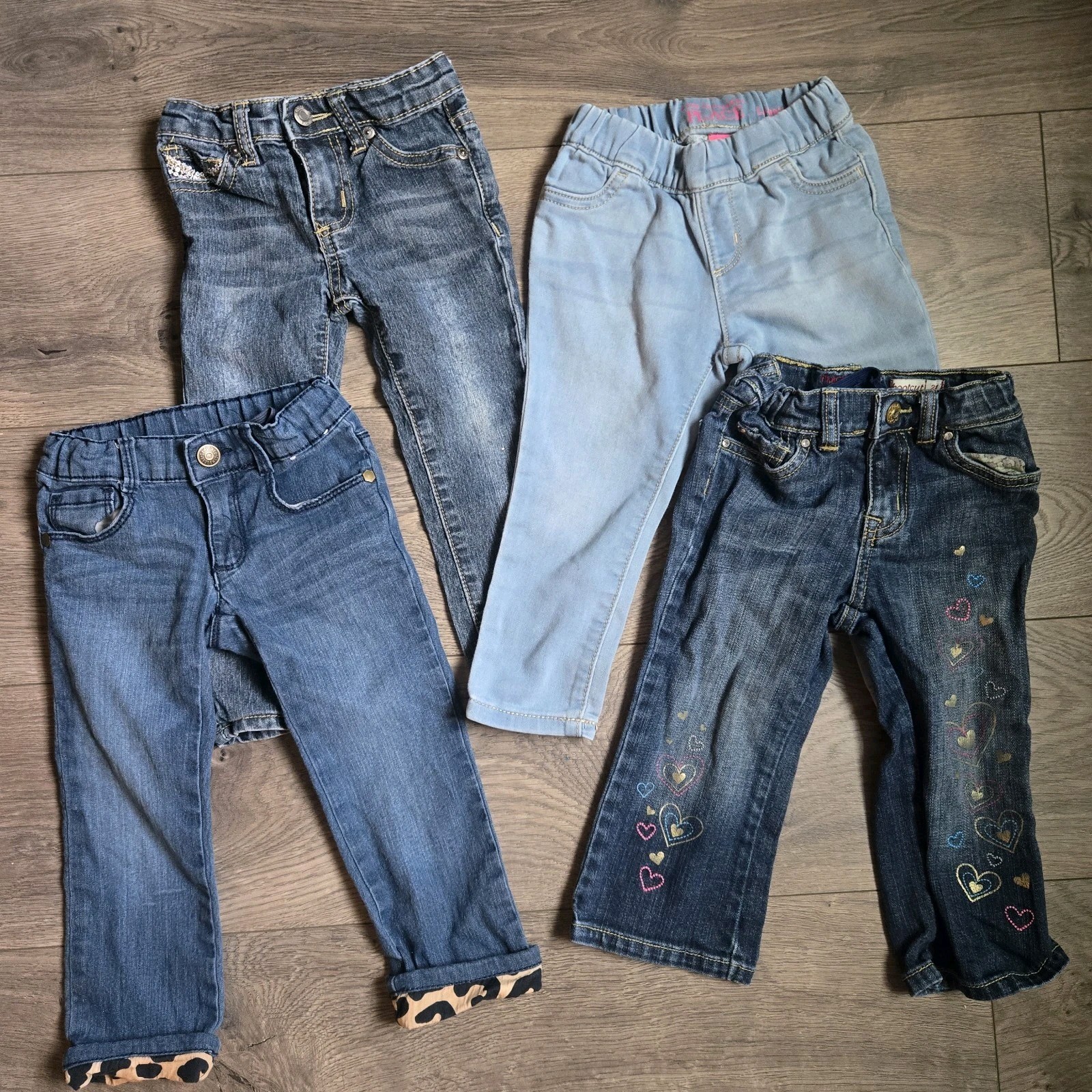 Toddler Girl Jeans Lot 2T – Gymboree TCP Arizona Cute Hearts & Leopard Cuffs