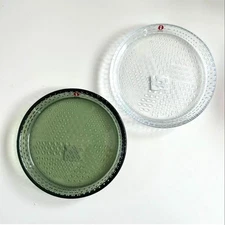 iittala Tundra Glass Plates Clear Pine Green 15.4cm Pair Set