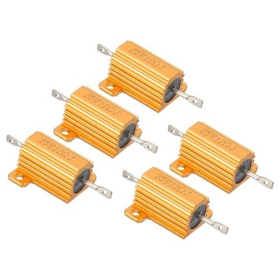 5Pcs 25W 12 Ohm Aluminum Shell Resistor Housing Resistor 5% Tolerance Golden
