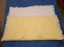 Baby Crib Blanket 52"x42" Yellow & White Handmade Cotton Blend Gingham Daisy 