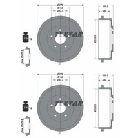 2X Textar 228,5Mm Bremstrommeln Hinten Passend FÜR Ford Tourneo Transit