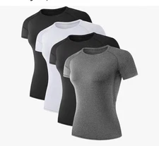TELALEO 4 Pack Women's Compression Shirt ,Medium
