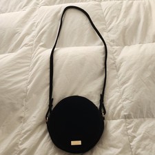 Carolina Herrera Good Girl Womens Black Round Velvet Cross body Bag
