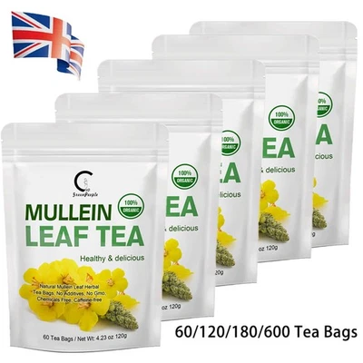 GREENPEOPLE 1-5x Organic Mullein Leaf Tea Bags for Lungs Cleanse and Respiratory Support