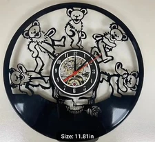 Grateful Dead Dancing Bear Steal Your Face Vinyl Record Wall Clock
