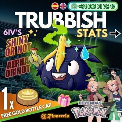 Gold Bottle Cap - Gold Plate Trubbish 6IVs Shiny Alpha for Pokemon ZA Legends