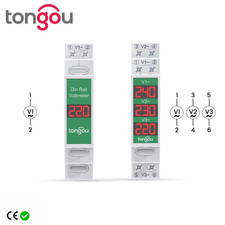 Din Rail Mount Single Three Phase Voltage Meter Ac 60-450V Mini Modular Voltmete