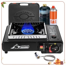 WADEO Portable Dual Fuel Stove with 3FT CGA600&M16*1 Propane Regulator Hose