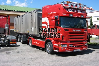 LKW Foto Scania R580 Topline Container-Sattelauflieger Österreich rot GRO #k3yj