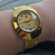2026 Rado DiaStar Gold Tone Day/Date Diamond Markers Bracelet Box Papers
