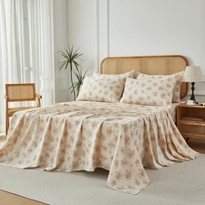 Breathable Double Gauze Cotton Bedding Set Queen   100 Cotton Muslin Cooling