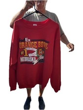 Vintage 90s 1995 Nebraska Corn Huskers Sweatshirt Crewneck Orange Bowl FedEx USA