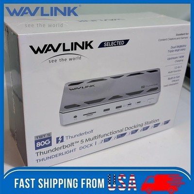 WAVLINK Intel Certified Thunderbolt 5 Dock MAX 140W PD 3x TB5 Downstream USB-C