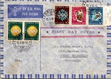 GOLDPATH: Switzerland cover 1948 to USA airmail first day CV899_P15