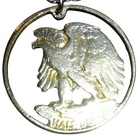 Hand Cut Walking Liberty Half Dollar Eagle Coin Pendant Necklace Chain