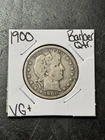 1900 P Barber Silver Quarter Very Good Condition U.S. 25c Type Coin (Raw18767