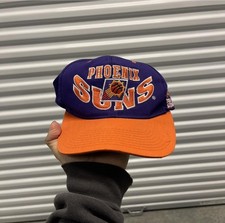 Vintage 90s Phoenix Suns Hat Baseball Cap NBA Spellout Snapback Purple/Orange