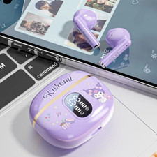 Kuromi Kitty Wireless Bluetooth Earphones LED Display Mic Built Headset Gift Box