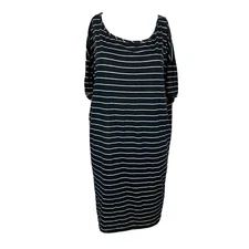 Michael Stars Dress Womens Sz OS Black Striped Scoop Neck Short Sleeve T Shirt