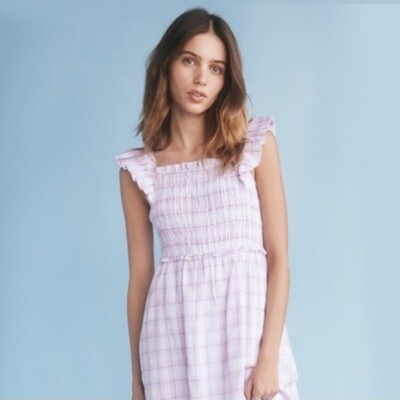 English Factory Plaid Flutter Sleeve Midi Ruffle Dress Size XS NEW NWT  White | eBay