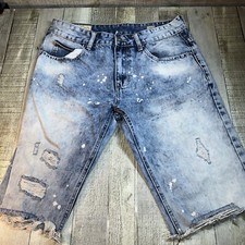 SMOKE RISE Men's Denim Distressed Acid Shorts Size 32