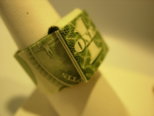 USA RING Money ORIGAMI Art Gift Made out of Real $1 DOLLAR Bill Banknote JEWELRY - Picture 6 of 7