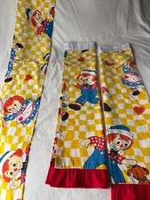 Vintage 1970 s Raggedy Ann Curtains Fashion Manor Ruffled Yellow Gingham