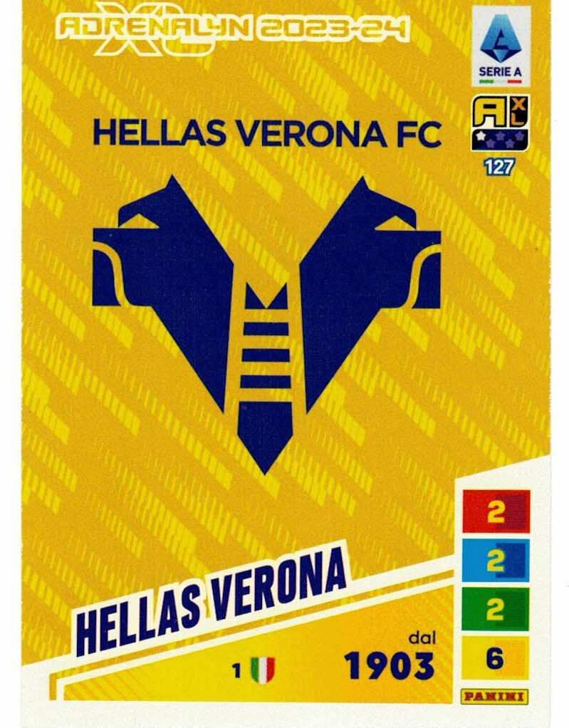 Panini Adrenalyn XL Calciatori 2023-2024 Card N.127 Logo Shield Hellas  Verona, image size:799x1022